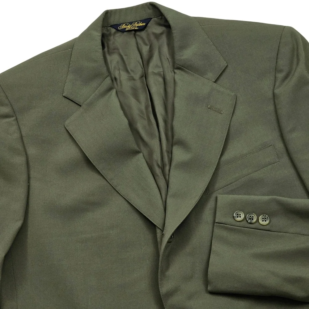 Brooks Brothers Blazer Mens (39R) 40R Olive Green Brooksease 3 Button Sport Coat